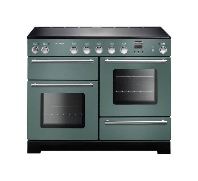 induction rangemaster infusion 110 in mineral green with chrome trim