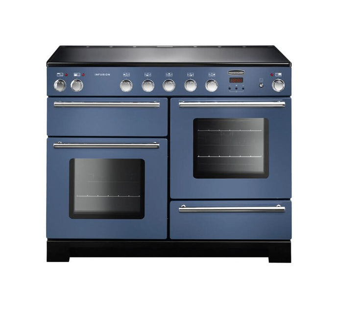 induction rangemaster infusion 110 in stone blue with chrome trim