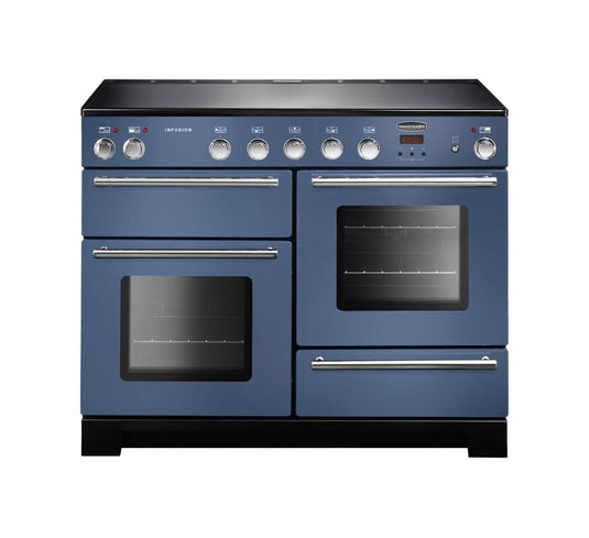 induction rangemaster infusion 110 in stone blue with chrome trim