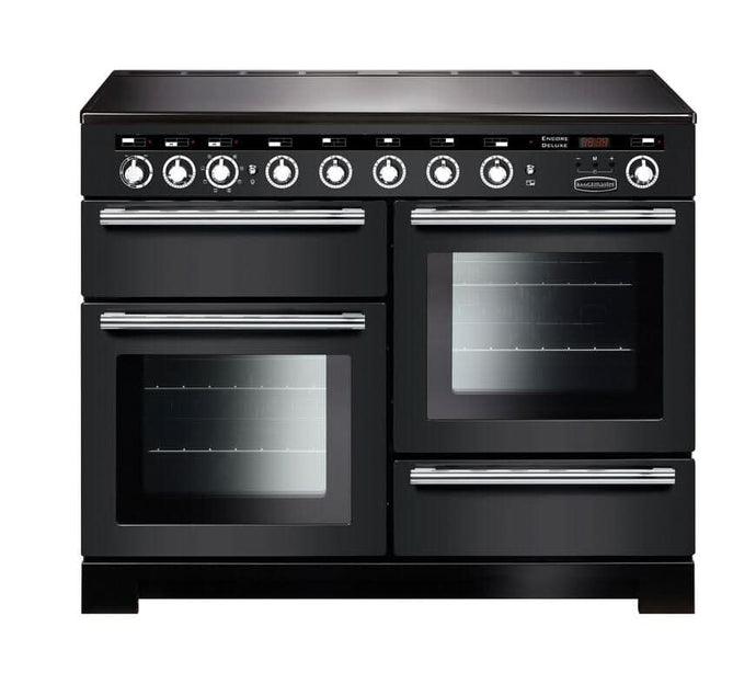 induction rangemaster encore deluxe 110 in black with chrome trim