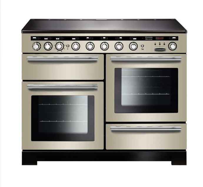 induction rangemaster encore deluxe 110 in ivory with chrome trim