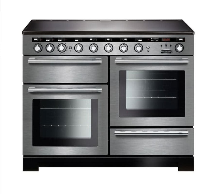 induction rangemaster encore deluxe 110 in stainless steel with chrome trim