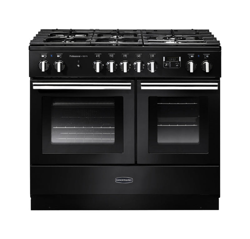 Load image into Gallery viewer, Rangemaster Professional Plus FX 100 | Dual Fuel | Gloss Black | Chrome Trim | PROPL100FXDFFGB/C
