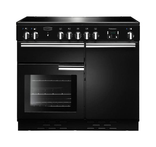ceramic rangemaster professional plus 100 in black with chrome trim