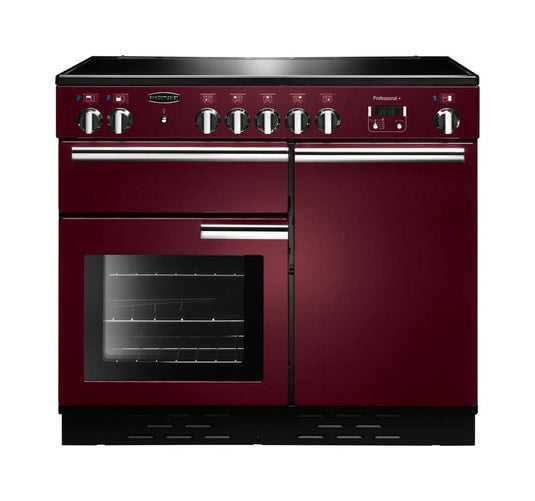 induction rangemaster professional plus 100 in cranberry with chrome trim