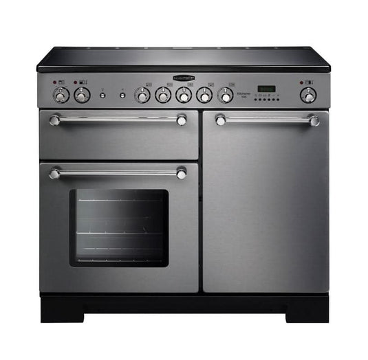 ceramic rangemaster kitchener 100 in stainless steel with chrome trim