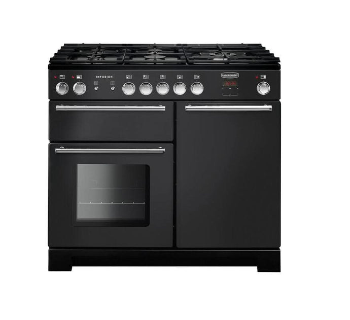 Rangemaster Infusion 100 | Dual Fuel | Black | Chrome Trim | INF100DFFBL/