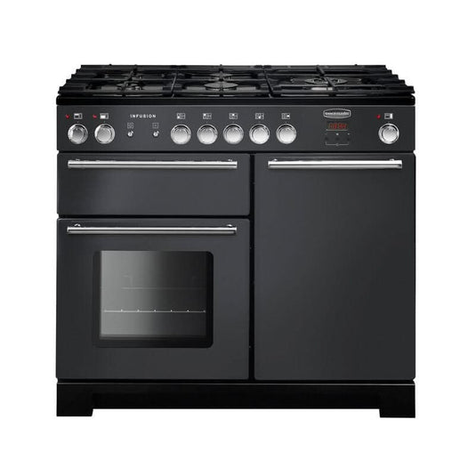 dual fuel rangemaster infusion 100 in slate with chrome trim