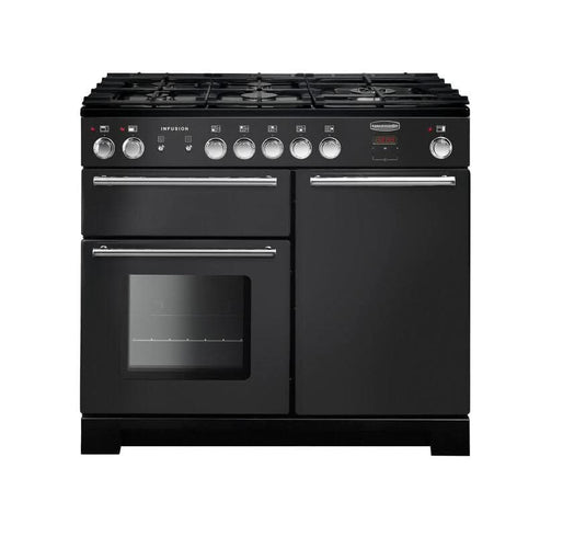 Rangemaster Infusion 100 | Dual Fuel | Charcoal Black | Chrome Trim | INF100DFFCB/