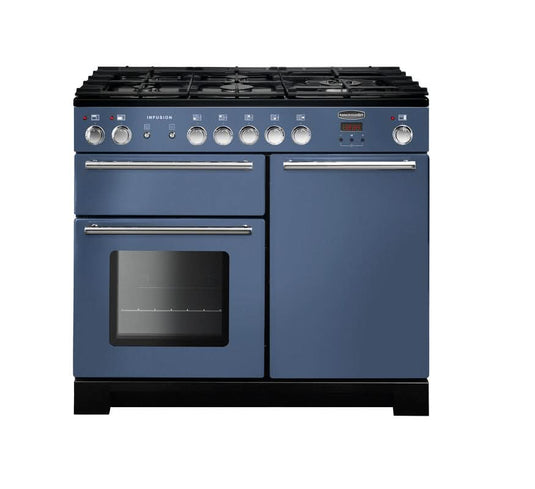 Rangemaster Infusion 100 | Dual Fuel | Stone Blue | Chrome Trim | INF100DFFSB/