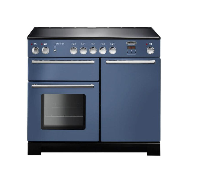 induction rangemaster infusion 100 in stone blue with chrome trim