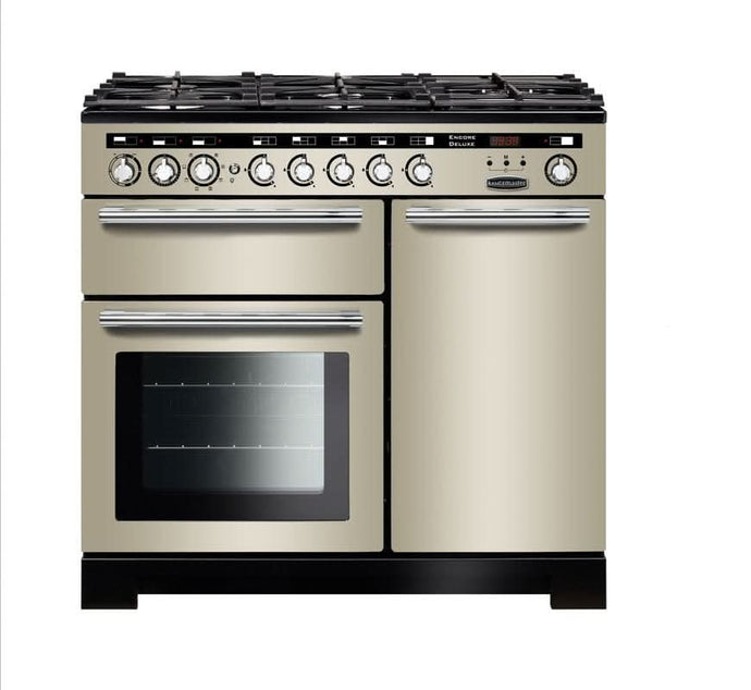 Rangemaster Encore Deluxe 100 | Dual Fuel | Ivory | Chrome Trim | EDL100DFFIV/C