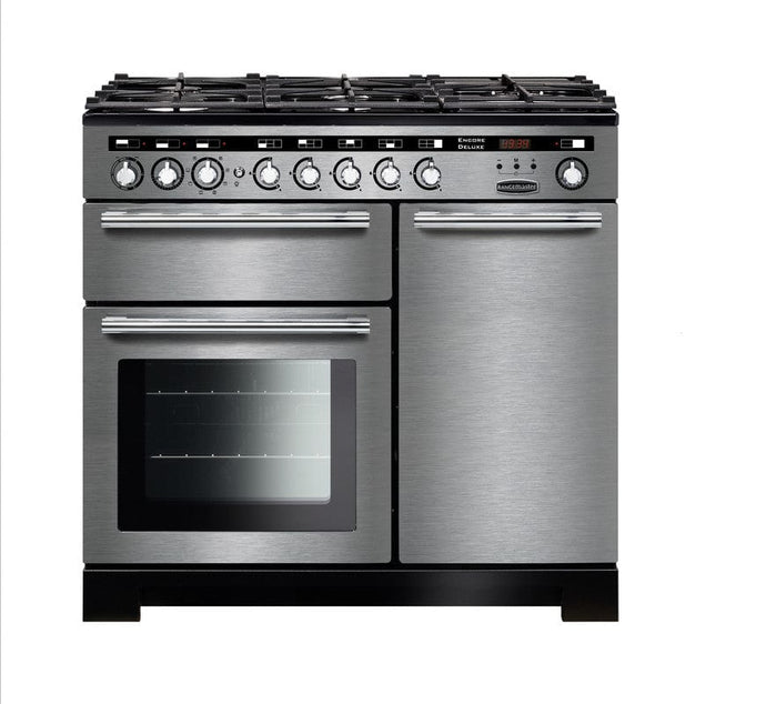 Rangemaster Encore Deluxe 100 | Dual Fuel | Stainless Steel | Chrome Trim | EDL100DFFSS/C