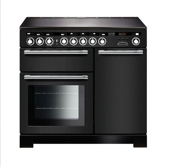induction rangemaster encore deluxe 100 in charcoal black with chrome trim