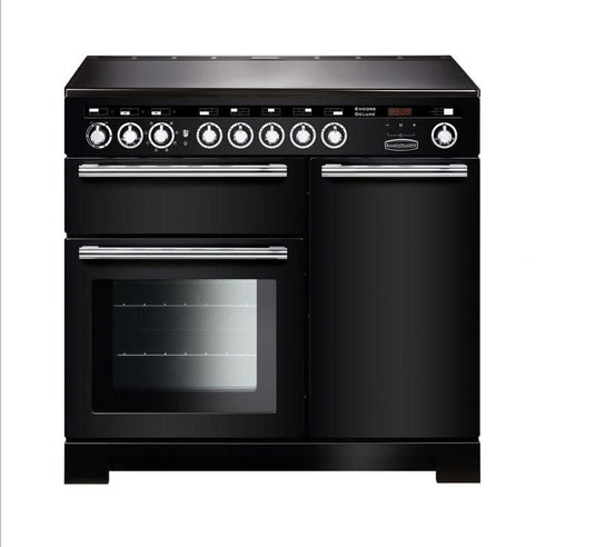 induction rangemaster encore deluxe 100 in black with chrome trim