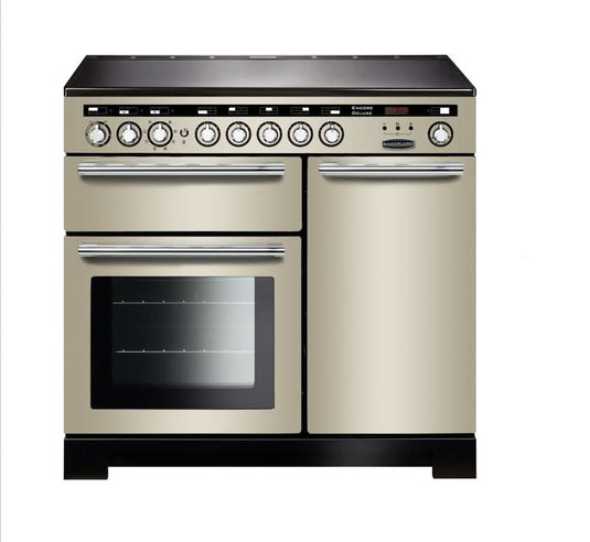 induction rangemaster encore deluxe 100 in ivory with chrome trim