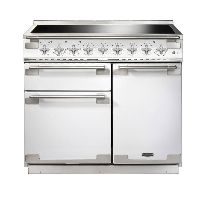 induction rangemaster elise 100 in white with chrome trim