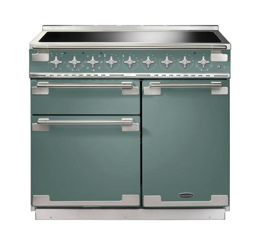 induction rangemaster elise 100 in mineral green with chrome trim