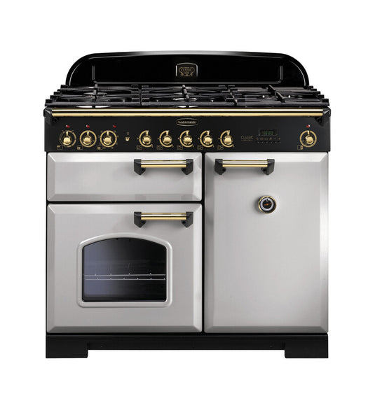 Rangemaster Classic Deluxe 100 | Dual Fuel | Pearl |Brass Trim | CDL100DFFRP/B