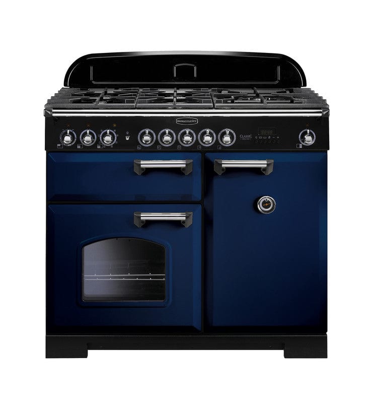 Load image into Gallery viewer, Rangemaster Classic Deluxe 100 | Dual Fuel | Blue | Chrome Trim | CDL100DFFSB/C
