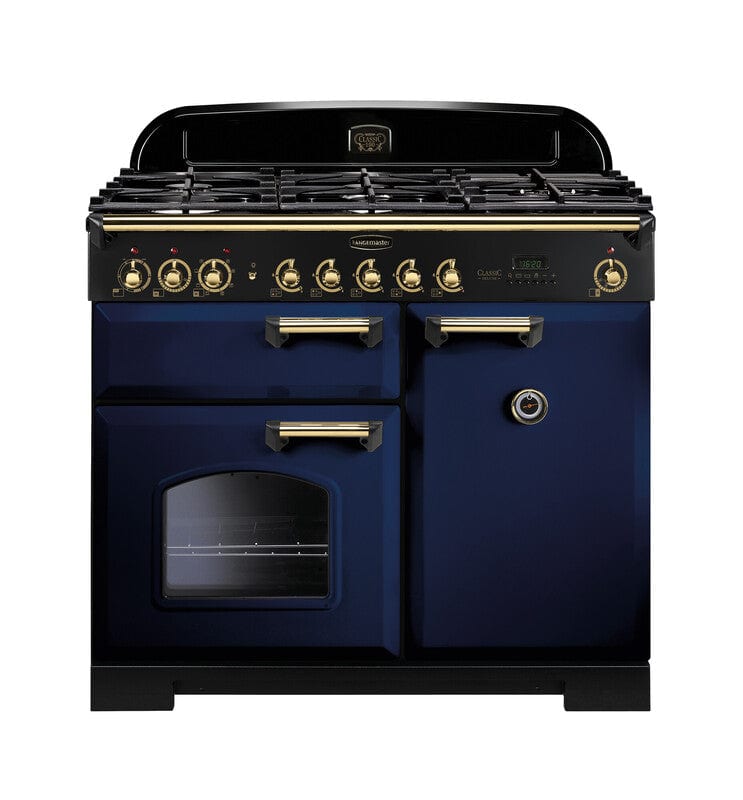 Load image into Gallery viewer, Rangemaster Classic Deluxe 100 | Dual Fuel | Blue |Brass Trim | CDL100DFFSB/B
