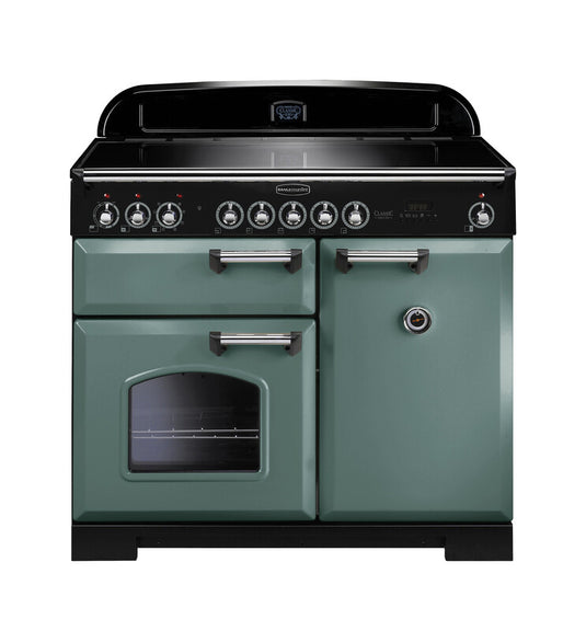 Rangemaster Classic Deluxe 100 | Induction | Mineral Green | Chrome Trim | CDL100EIMG/C