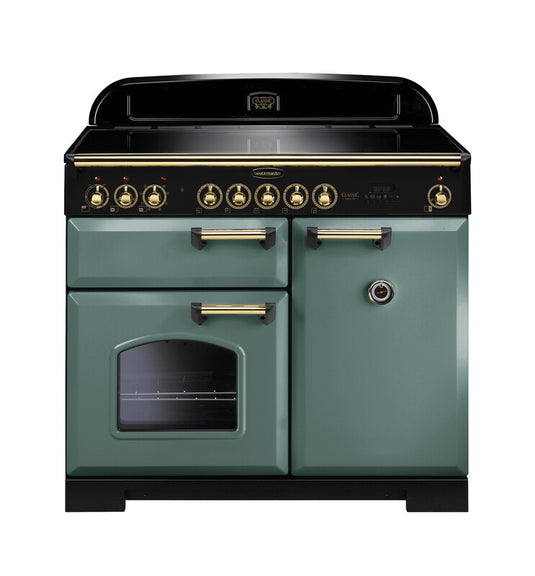 Rangemaster Classic Deluxe 100 | Induction | Mineral Green |Brass Trim | CDL100EIMG/B