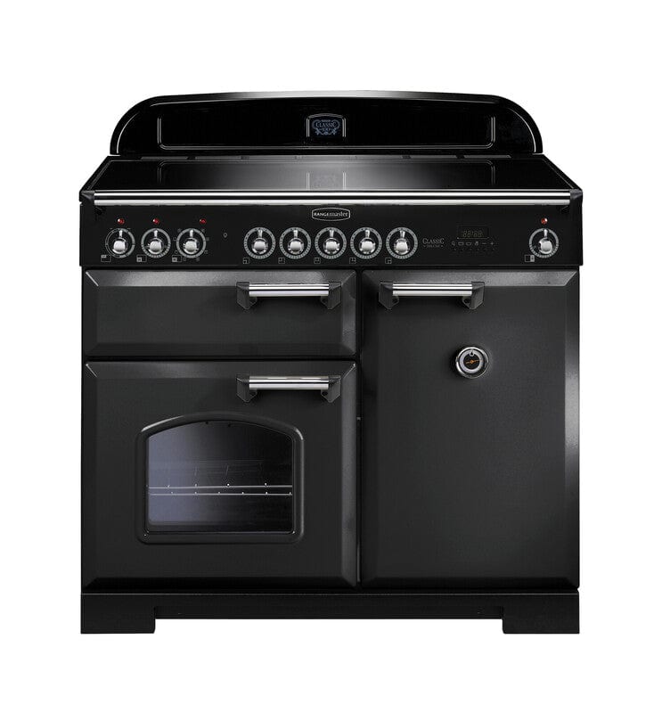 Load image into Gallery viewer, Rangemaster Classic Deluxe 100 | Induction | Charcoal Black | Chrome Trim | CDL100EICB/C
