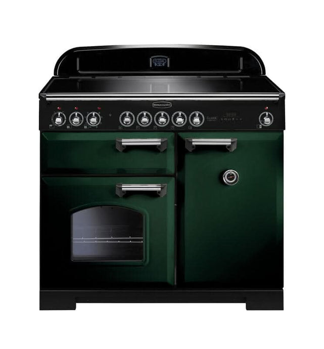 induction rangemaster classic deluxe 100 in green with chrome trim