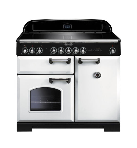Rangemaster Classic Deluxe 100 | Induction | White | Chrome Trim | CDL100EIWH/C