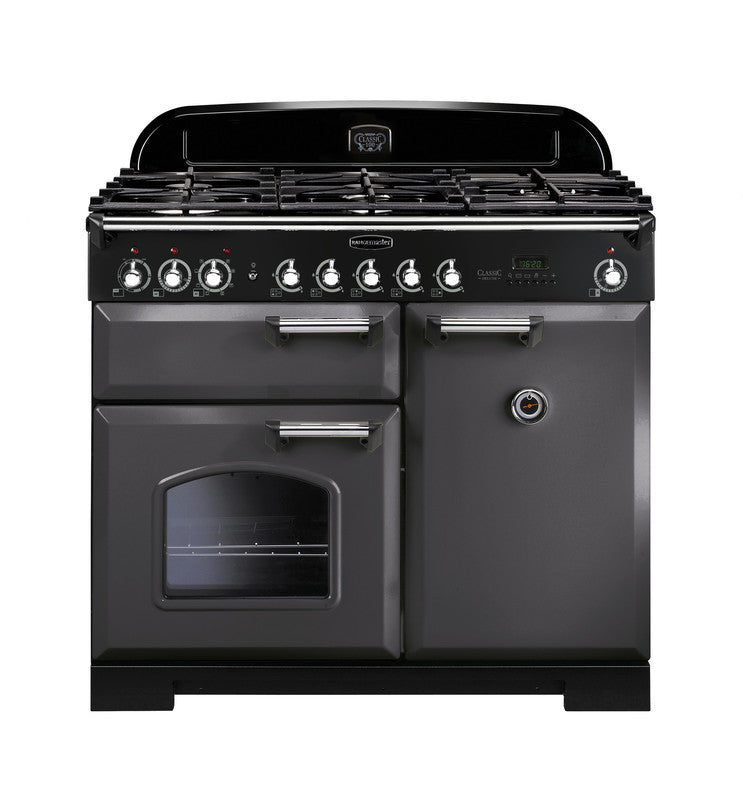 Load image into Gallery viewer, Rangemaster Classic Deluxe 100 | Dual Fuel | Slate | Chrome Trim | CDL100DFFSL/C
