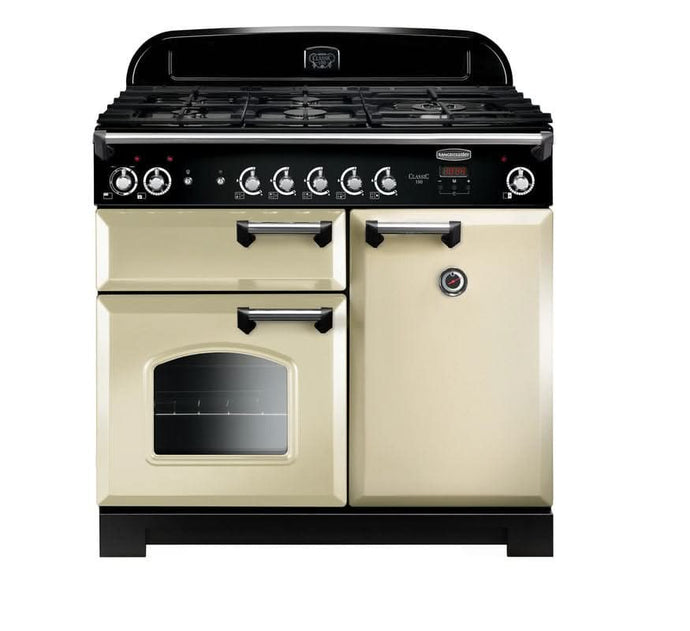 Rangemaster Classic 100 | Dual Fuel | Cream | Chrome Trim | CLA100DFFCR/C