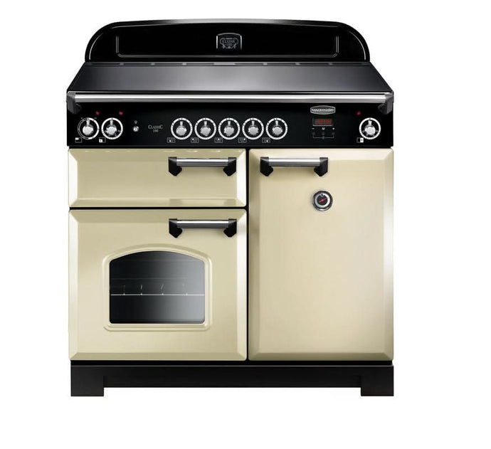 induction rangemaster classic 100 in cream with chrome trim