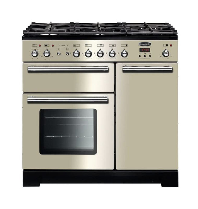 dual fuel rangemaster toledo plus 90 in ivory with chrome trim