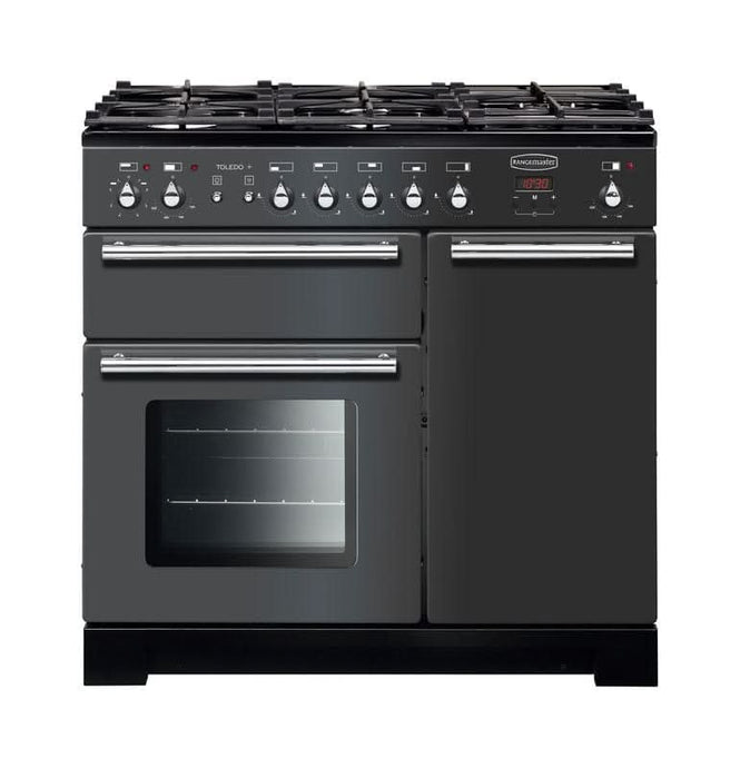 Rangemaster Toledo Plus 90 | Dual Fuel | Slate | Chrome Trim | TOLP90DFFSL/C