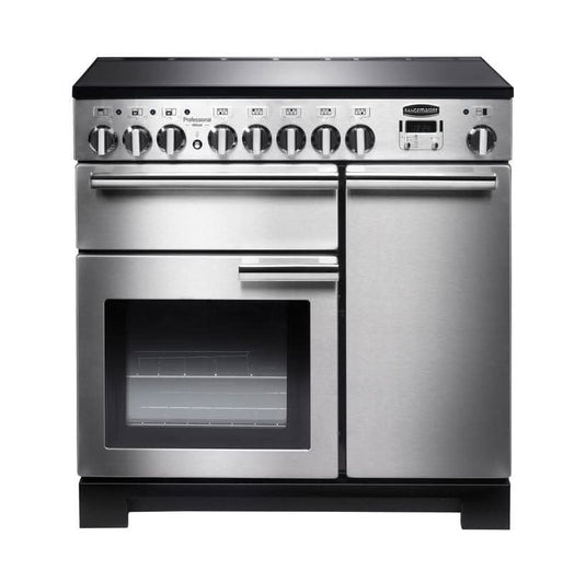 induction rangemaster professional deluxe 90 in stainless steel with chrome trim