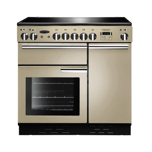 induction rangemaster professional plus 90 in cream with chrome trim