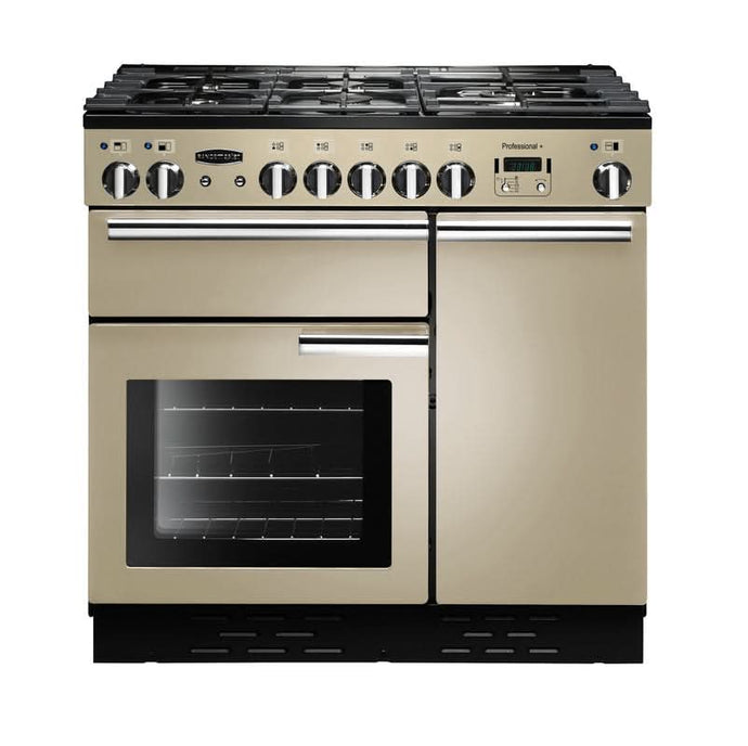 natural gas rangemaster professional plus 90 in cream with chrome trim