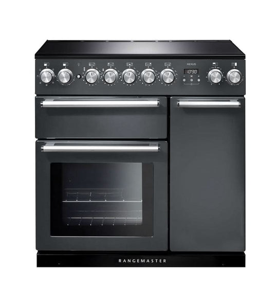 induction rangemaster nexus 90 in slate with chrome trim
