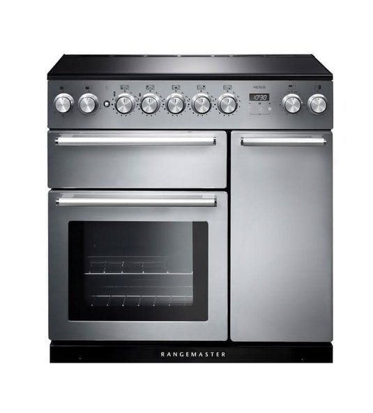 induction rangemaster nexus 90 in stainless steel with chrome trim