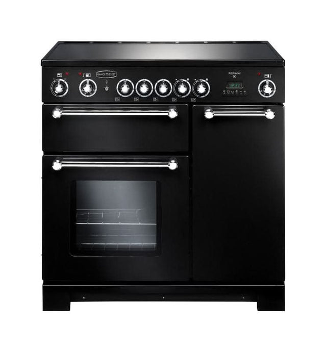 ceramic rangemaster kitchener 90 in black with chrome trim