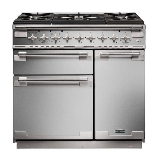 dual fuel rangemaster elise 90 in stainless steel with chrome trim