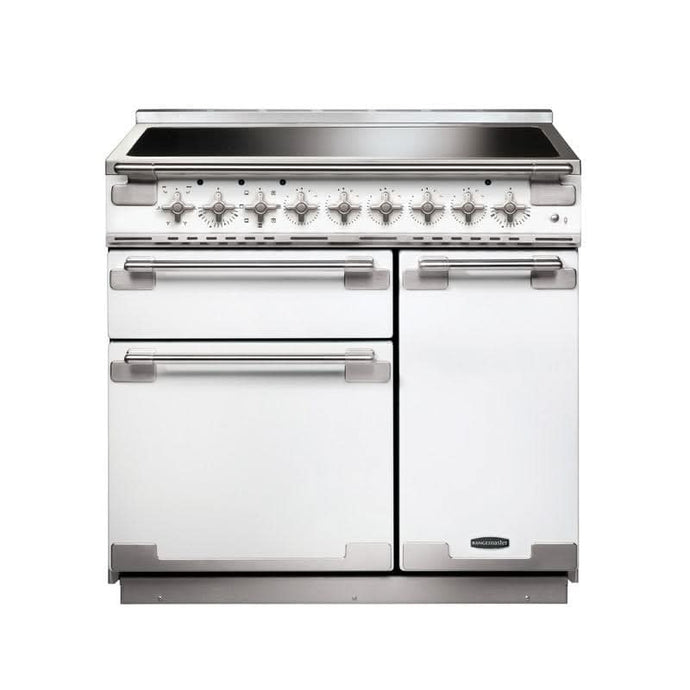 induction rangemaster elise 90 in white with chrome trim