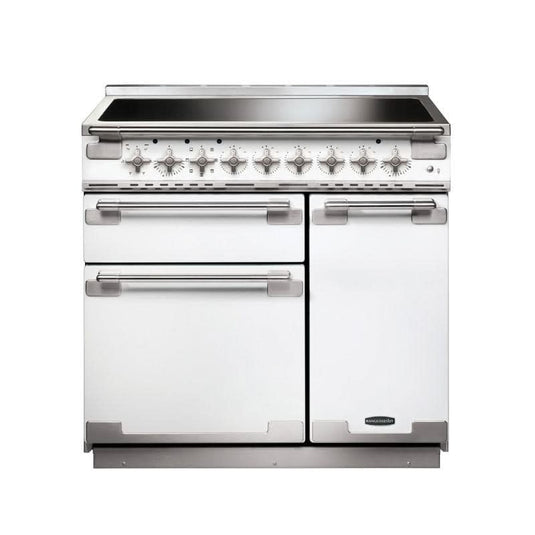 induction rangemaster elise 90 in white with chrome trim