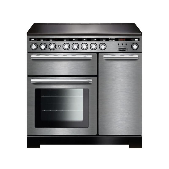 induction rangemaster encore deluxe 90 in stainless steel with chrome trim