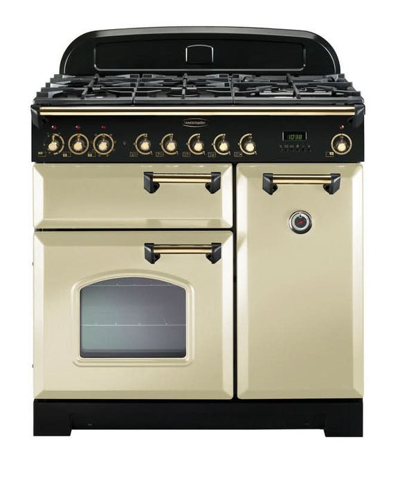 Rangemaster Classic Deluxe 90 | Dual Fuel | Cream | Brass Trim | CDL90DFFCR/B