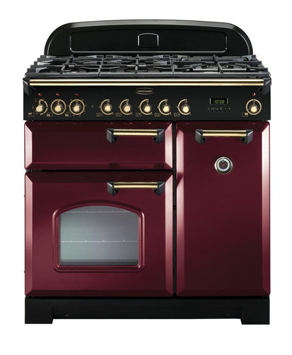 Rangemaster Classic Deluxe 90 | Dual Fuel | Cranberry | Brass Trim | CDL90DFFCY/B