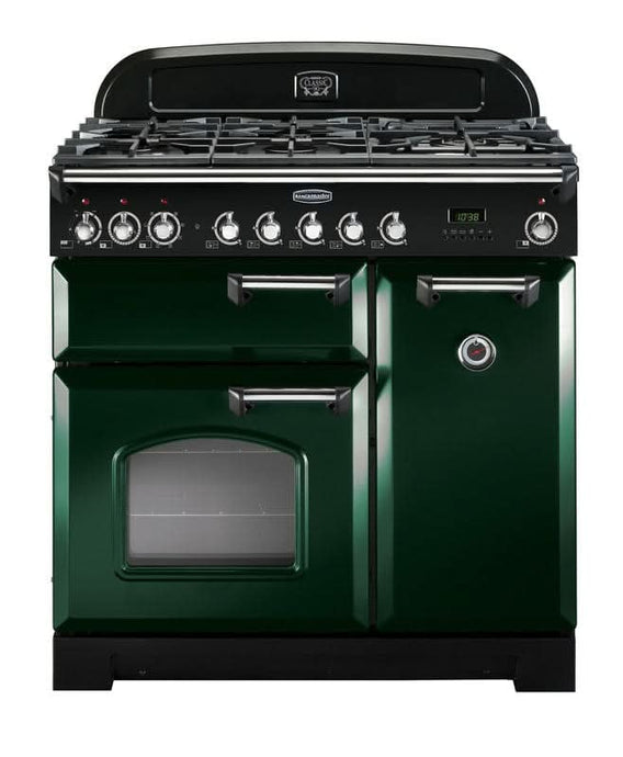 Rangemaster Classic Deluxe 90 | Dual Fuel | Green | Chrome Trim | CDL90DFFRG/C