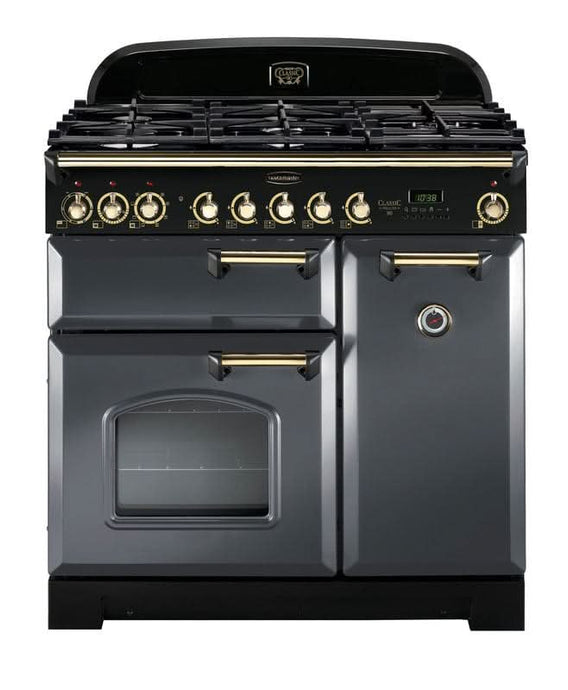 Rangemaster Classic Deluxe 90 | Dual Fuel | Slate | Brass Trim | CDL90DFFSL/B