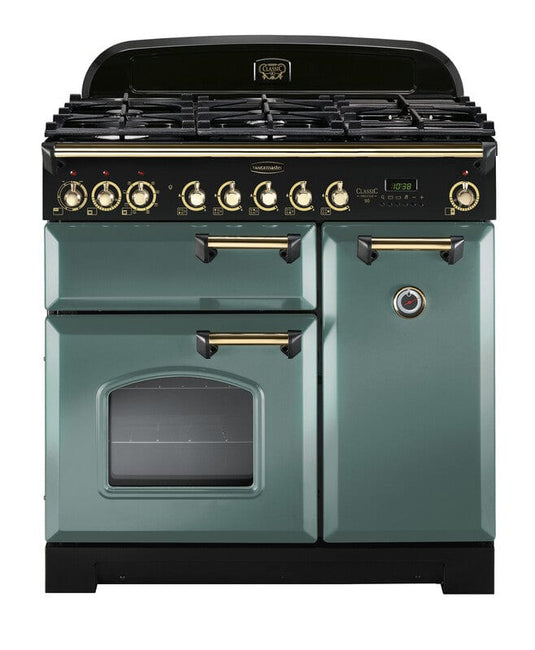 Rangemaster Classic Deluxe 90 | Dual Fuel | Mineral Green | Chrome Trim | CDL90DFFMG/C
